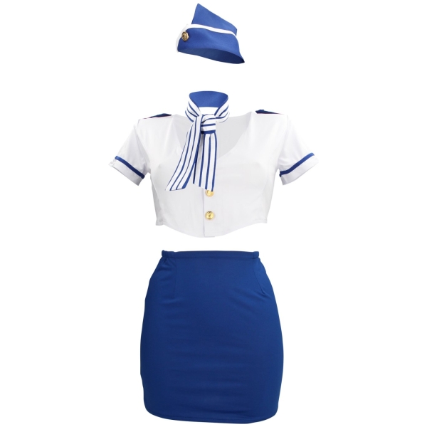 S-line Stewardess Costume - S/M - Blue/White